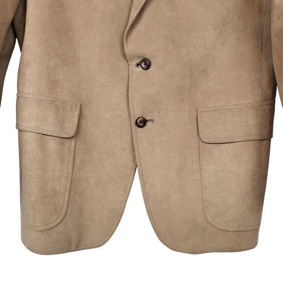 Kingsridge Men Size 40 Tan Suede Blazer Two Button Classic Sport Coat Vtg - Picture 6 of 11